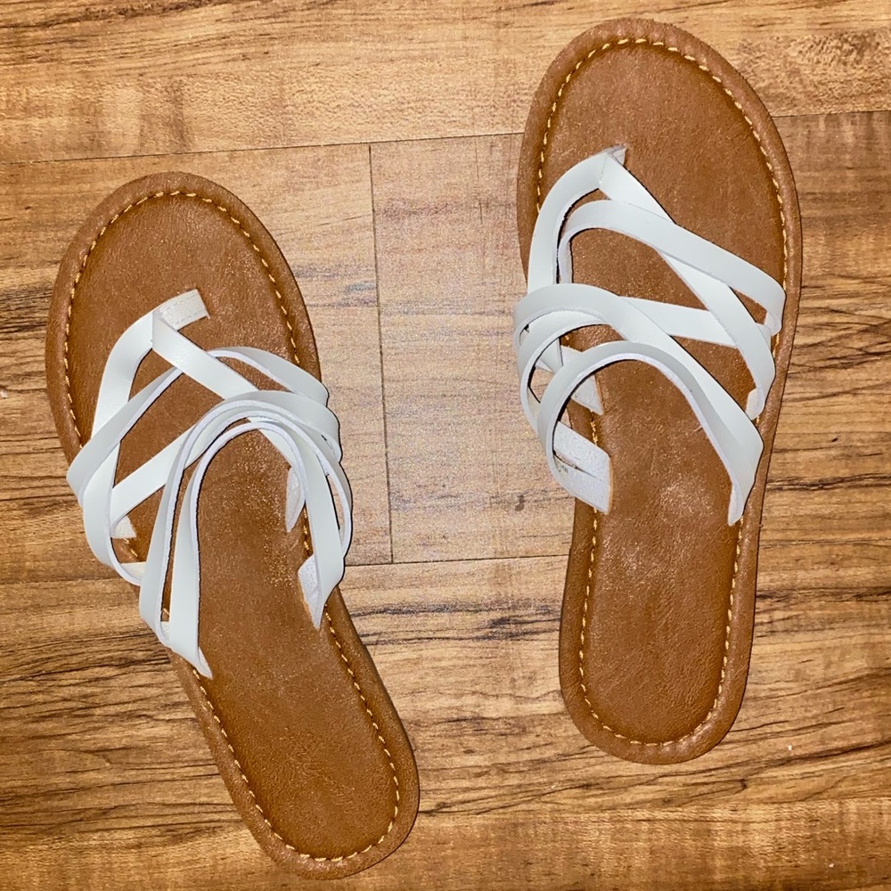 Brown Sandals w/ White Detailing